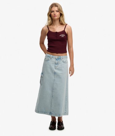 Denim Cargo Maxi Skirt Image 1