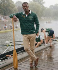 Double Emblem Stripe Rugby Top