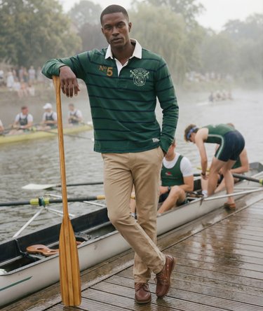 Double Emblem Stripe Rugby Top Image 1