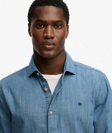 Essentials Chambray-Hemd mit langen &Auml;rmeln Image 4