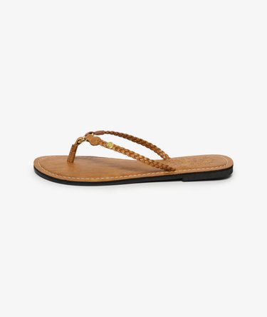Faux Leather Braided Flip Flops Image 4