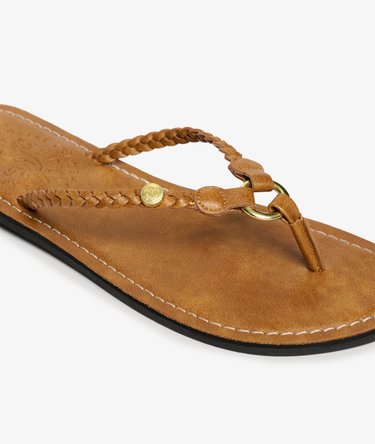 Faux Leather Braided Flip Flops Image 8