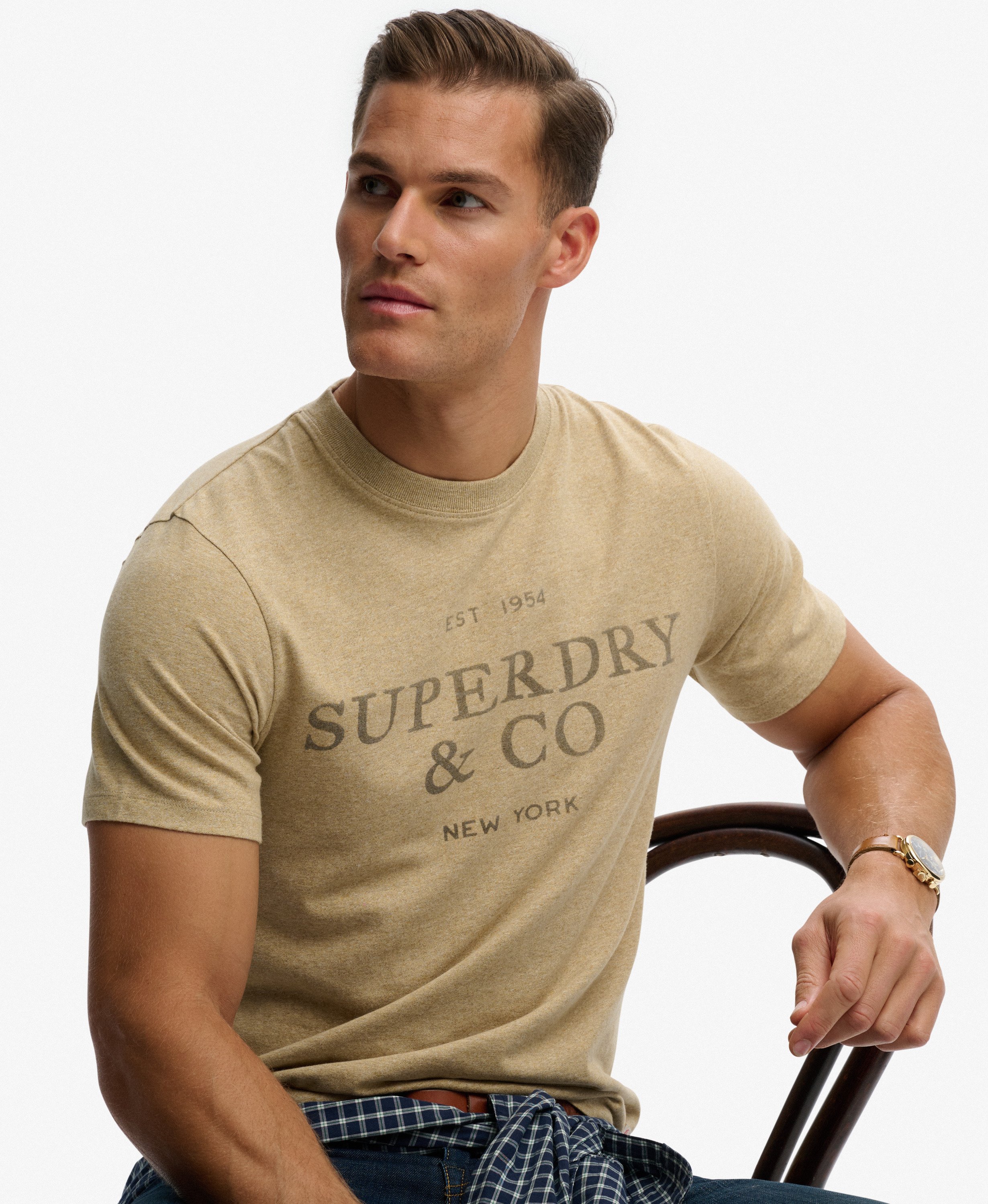 mens 1954 Company Relaxed T-Shirt in Pumice Stone Beige Marl