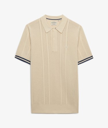 Gebreid poloshirt met korte mouwen en textuur Image 7