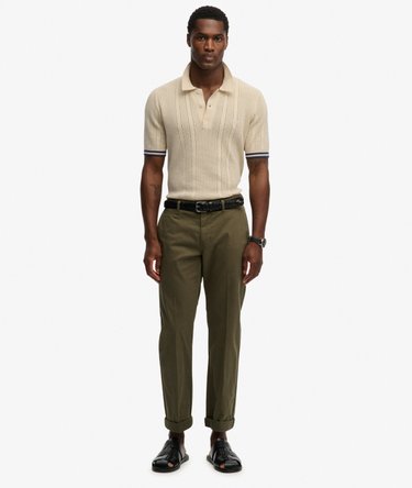 Gebreid poloshirt met korte mouwen en textuur Image 3