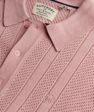 Lyhythihainen neulottu Texture pikeepaita Image 6