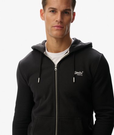 Essential Logo Zip Hoodie Half Brushed Image 2