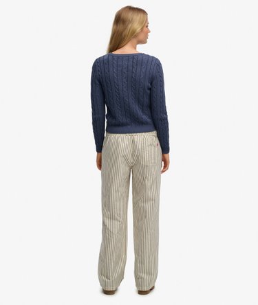 Organic Cotton Stripe Elasticated Trousers Image 6