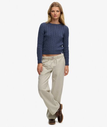 Organic Cotton Stripe Elasticated Trousers Image 1