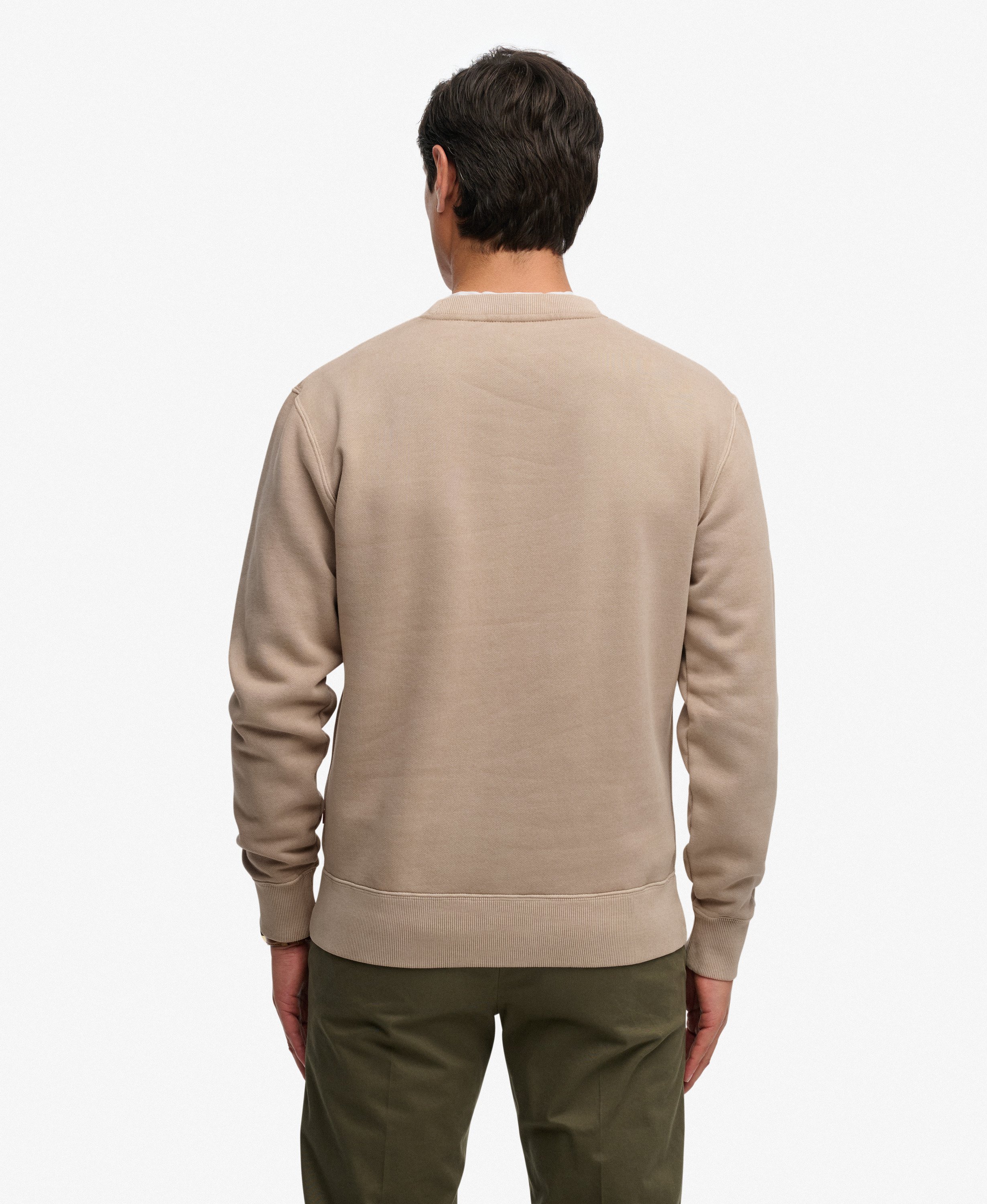 mens Micro Logo Crew in Light Beige | Superdry US