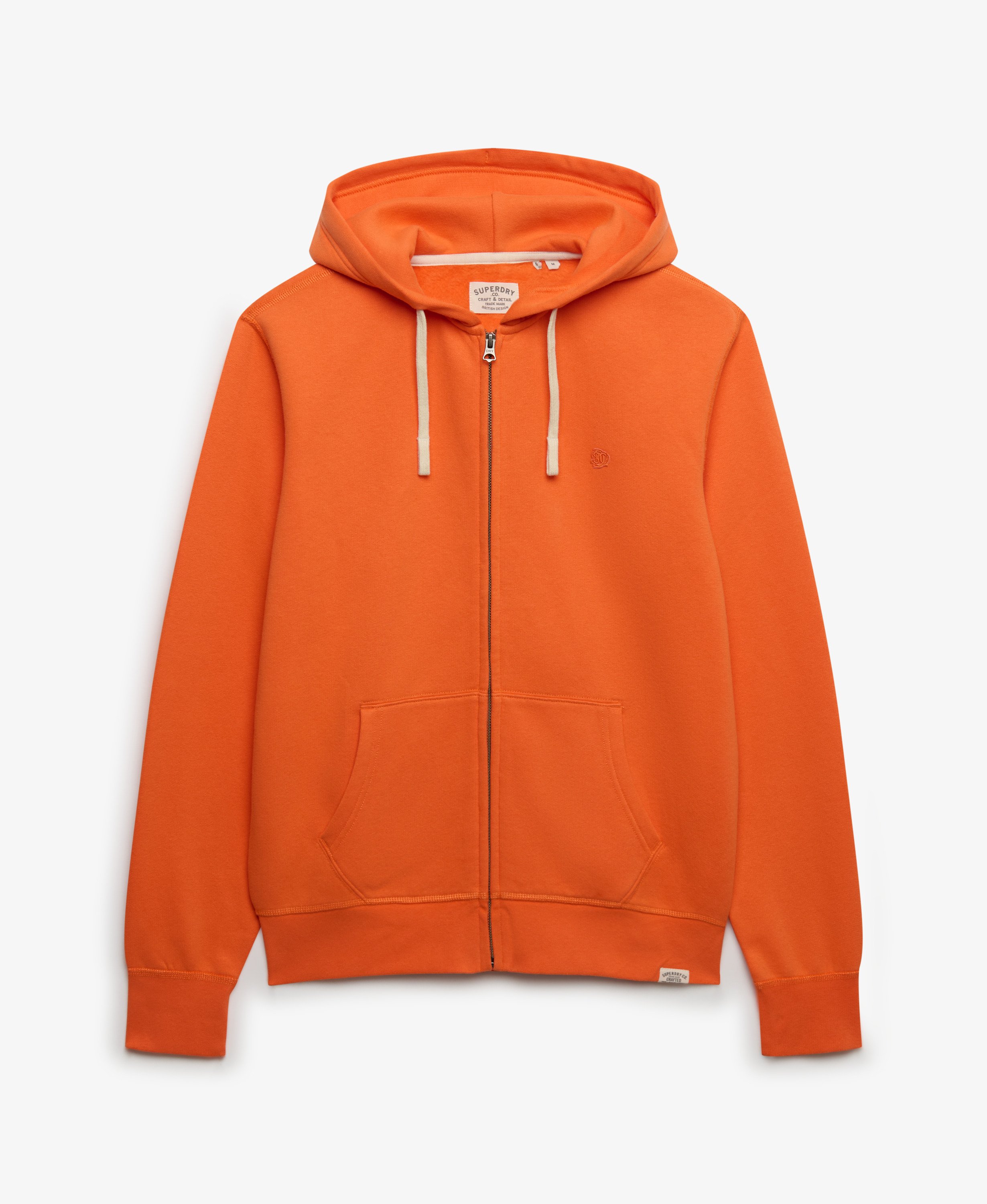 mens Monogram Embroidered Zip Hoodie in Firecracker Orange