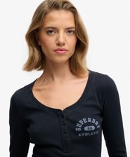 Athletic Button Down Long Sleeve Top