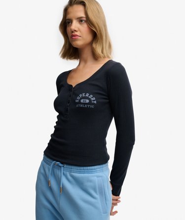 Athletic Button Down Long Sleeve Top Image 1