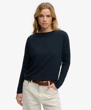 Studios Bootsausschnitt Langarmshirt mit Slub-Textur