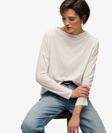 Studios Boat Neck Slub Long Sleeve Top Image 2