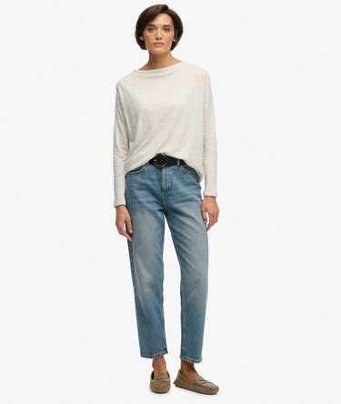 Studios Boat Neck Slub Long Sleeve Top Image 3