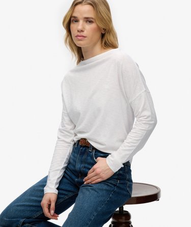 Studios Boat Neck Slub Long Sleeve Top Image 2