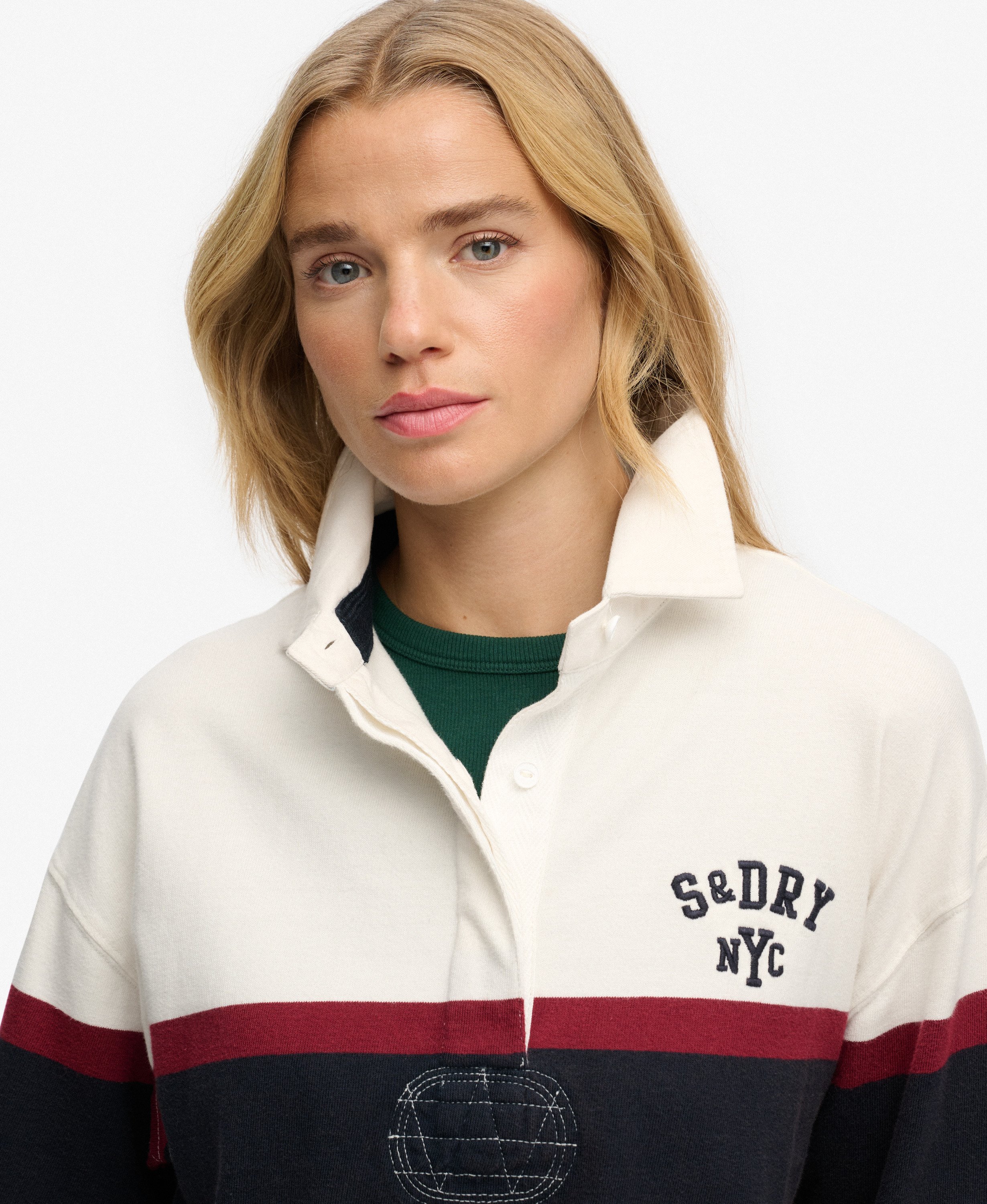 womens Heritage Stripe Rugby Top in OFF WHITE | Superdry UK