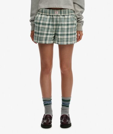 Cotton Check Elastiske Shorts Image 3
