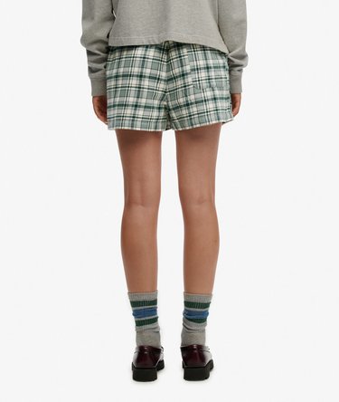 Cotton Check Elastiske Shorts Image 4