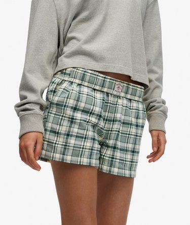 Cotton Check Elastiske Shorts Image 1