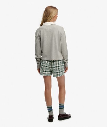 Cotton Check Elastiske Shorts Image 6