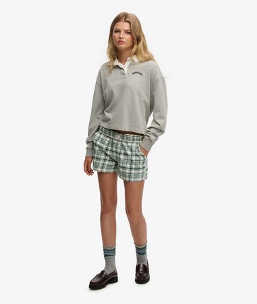 Cotton Check Elastiske Shorts Image 2