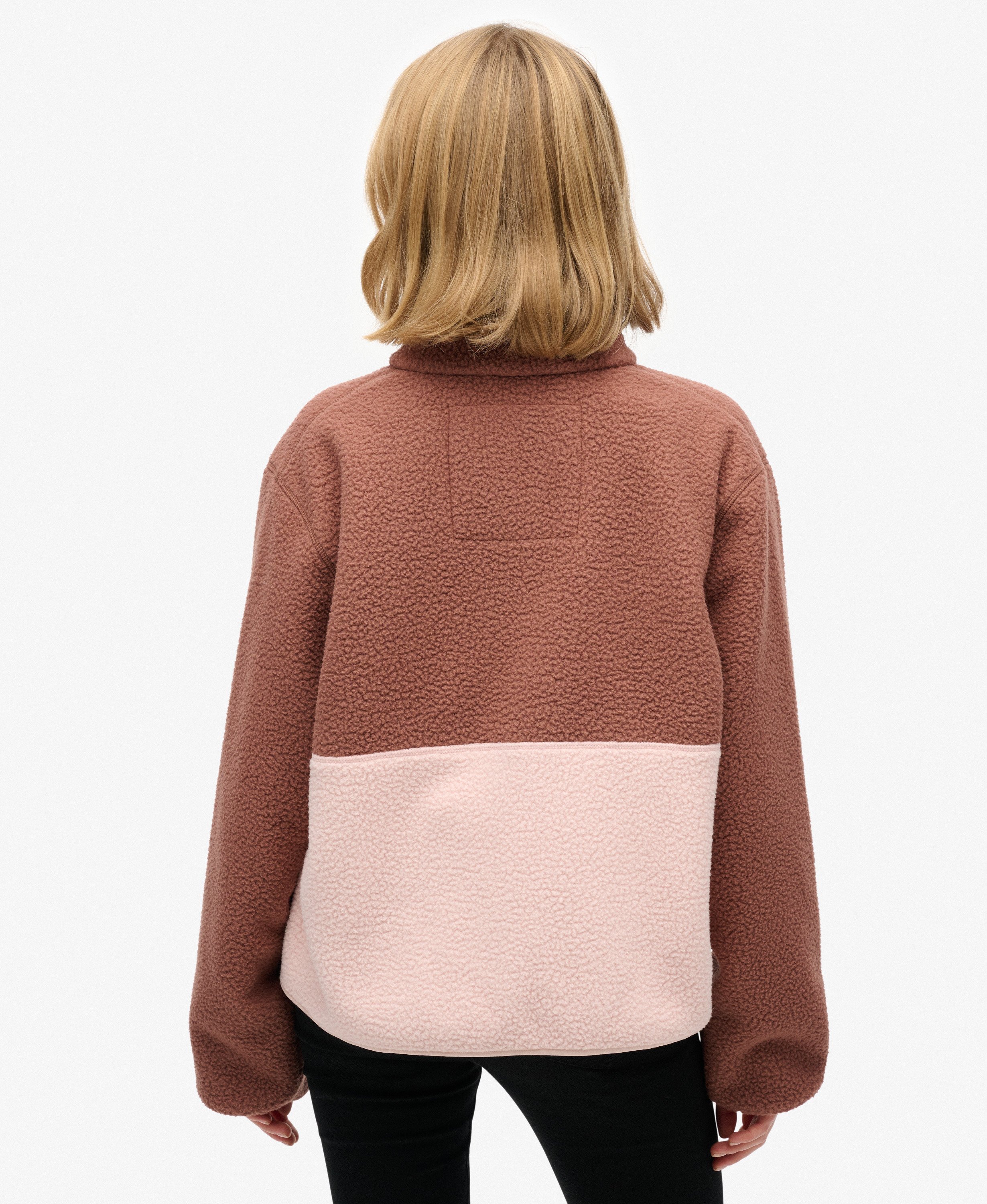 Dames Colour Block Fleece Jas in nutmeg spice brown | Superdry NL