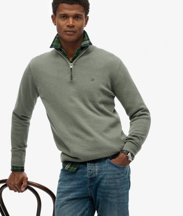 Essentials Cotton Half Zip Jumper Image 1