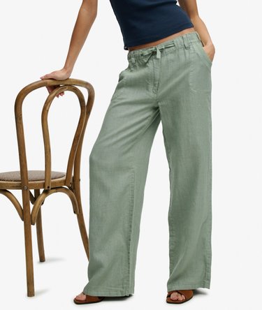 Linen Low Rise Pants Image 2