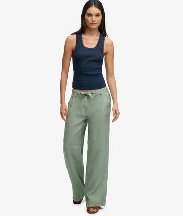 Linen Low Rise Pants Image 5