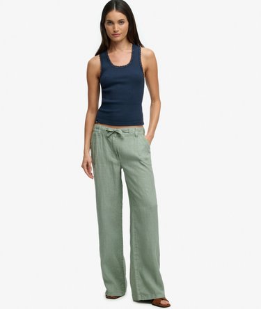 Linen Low Rise Pants Image 1