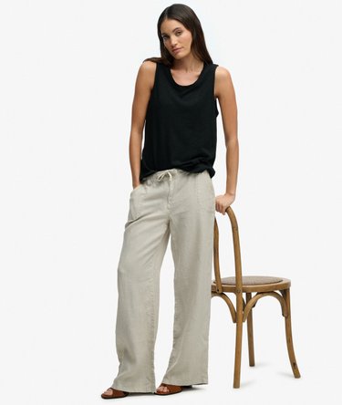 Linen Low Rise Pants Image 2