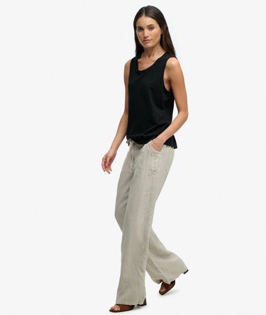 Linen Low Rise Pants Image 5