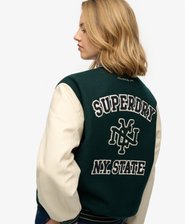 Varsity bomberjack met patches