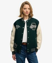 Varsity bomberjack met patches