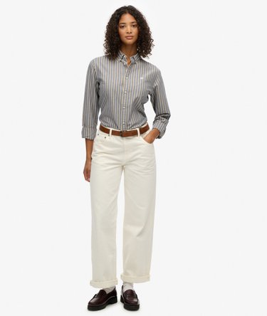 Slim Oxford Skjorta med Kn&auml;ppning Image 3