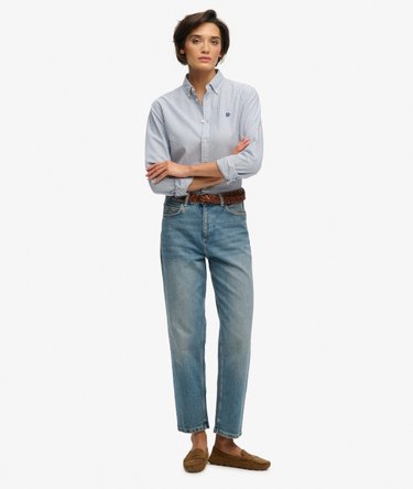 Slim Oxford Skjorta med Kn&auml;ppning Image 3