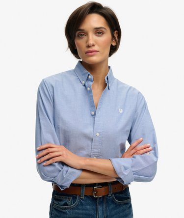 Slim Oxford Skjorta med Kn&auml;ppning Image 1