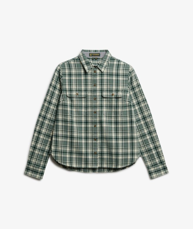 Chemise classique boutonnée en flanelle à carreaux pour
