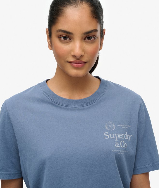 Dry Robe Puffer womens Luxe Casual Relaxed T-Shirt in Vintage Indigo | Superdry IE