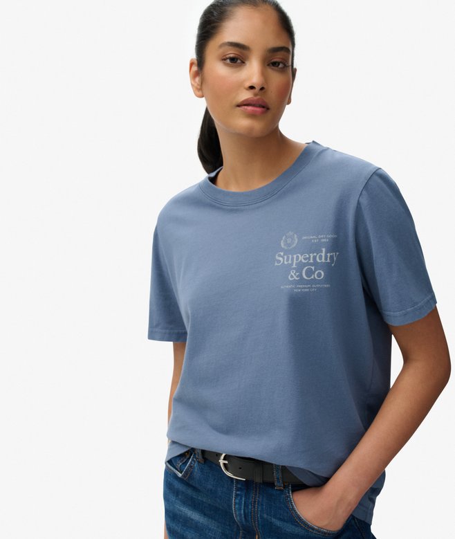 Dry Robe Puffer womens Luxe Casual Relaxed T-Shirt in Vintage Indigo | Superdry IE