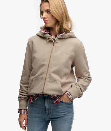 Essential Logo Zip Hoodie Half Brushed Image 2