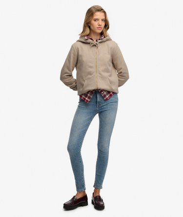 Essential Logo Zip Hoodie Half Brushed Image 3