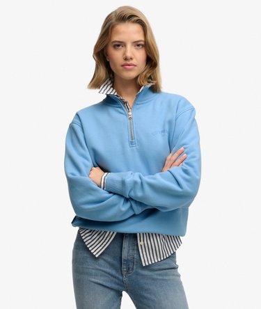 Essential Logo Stickerei Pullover mit Rei&szlig;verschluss Image 1