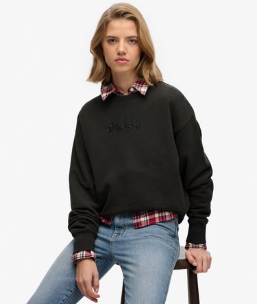 Script Brand Loose Crew Sweatshirt Image 2
