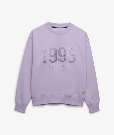 Varsity Satin Applique Crew Sweatshirt Image 6