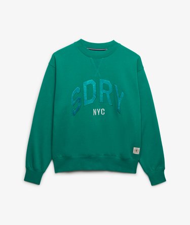 Varsity Satin Applique Crew Sweatshirt Image 6