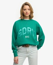 Varsity Satin Applique Crew Sweatshirt
