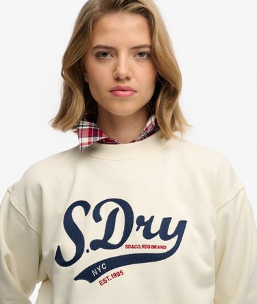 Varsity Script Loose Crew Sweatshirt Image 4